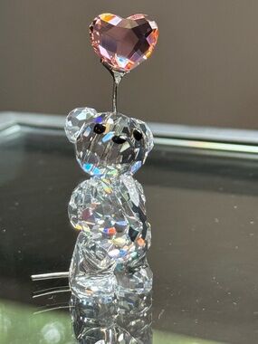 Swarovski Kris Bear Pink Heart Balloon Crystal Figurine